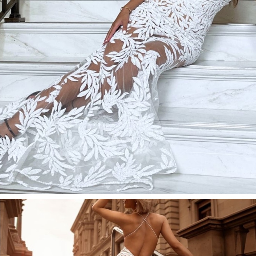 NADINE MERABI STELLA dress in white- UNALTERED size 6 small stretch. Offer! - Picture 6 of 8